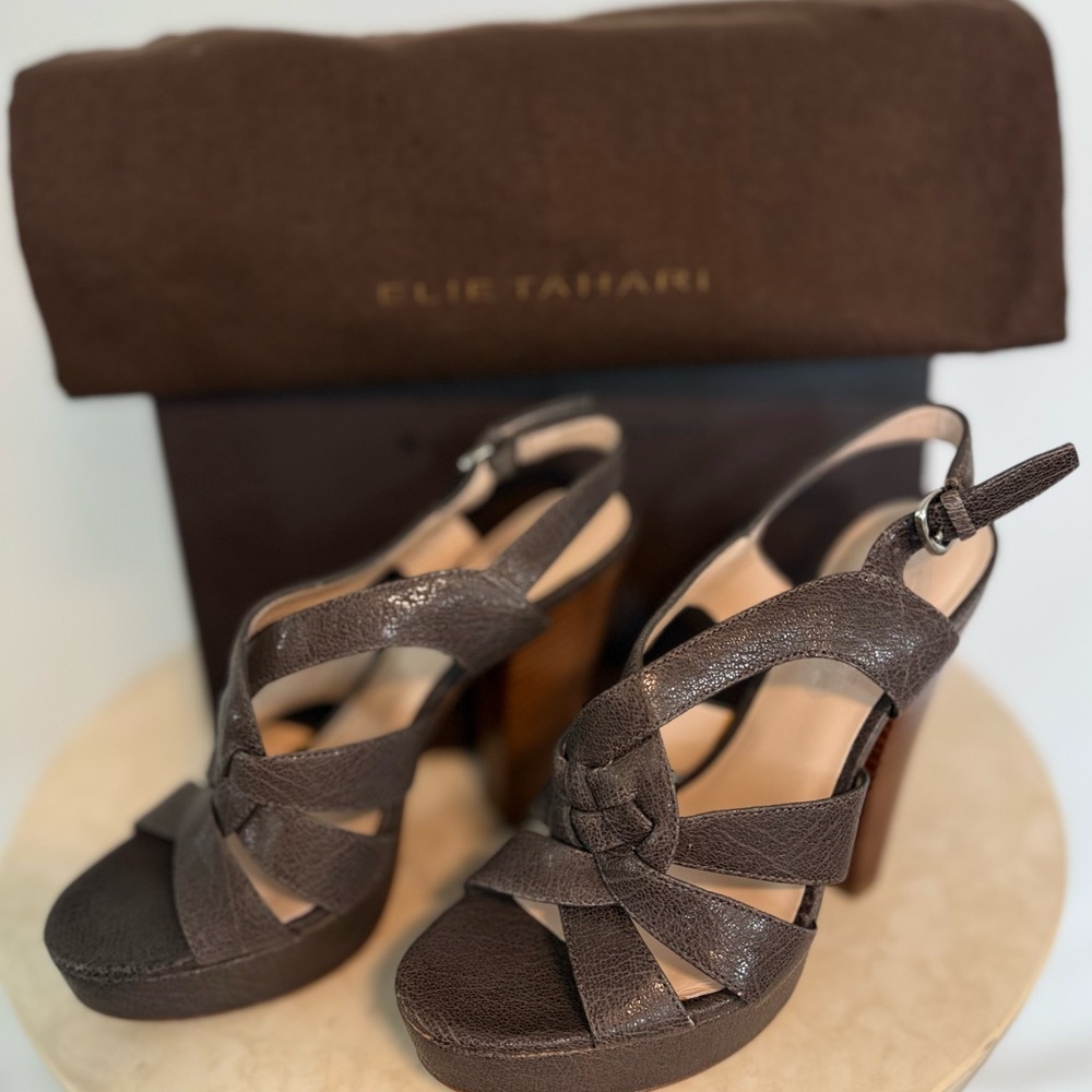 Elie Tahari Dark Brown Platform Heels